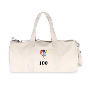 100. 100 ANS. 100e ANNIVERSAIRE. ANNIVERSAIRE 100 - Sac de sport en toile recyclée Stanley/Stella - blanc naturel - Devant