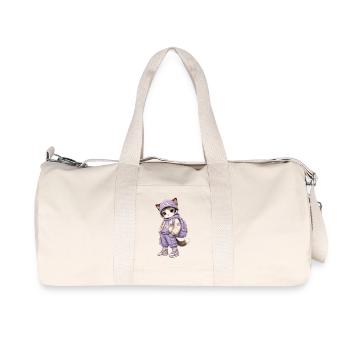 Kawaii-Katze im lila Hoodie - Recycelte Canvas-Sporttasche von Stanley/Stella - Naturweiß - Vorne