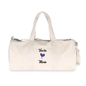 WEDDING. HEART. COUPLE. JUST MARRIED. Bachelorette party - Recycled Canvas Sports Bag by Stanley/Stella - natural - Front