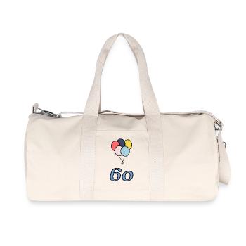 60. 60 JAHRE. 60-JÄHRIGES JUBILÄUM. 60. GEBURTSTAG. - Recycelte Canvas-Sporttasche von Stanley/Stella - Naturweiß - Vorne