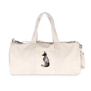Komplizierte Fuchssilhouette mit floralen Mustern - Recycelte Canvas-Sporttasche von Stanley/Stella - Naturweiß - Vorne