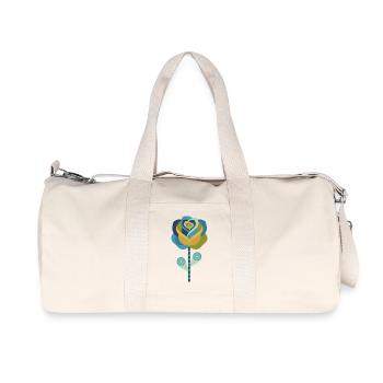 Abstrakte grafische Rose in warmen Farben - Recycelte Canvas-Sporttasche von Stanley/Stella - Naturweiß - Vorne
