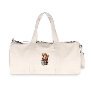 Cute wild boar with gift for Christmas - Recycled Canvas Sports Bag by Stanley/Stella - natural - Front