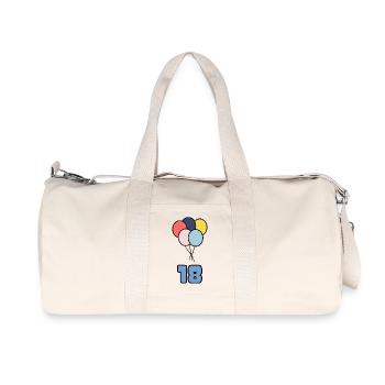 18. 18 YEARS OLD. 18th ANNIVERSARY. BIRTHDAY 18 YEARS. - Recycled Canvas Sports Bag by Stanley/Stella - natural - Front