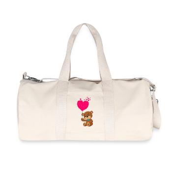 Ours en peluche avec un cœur - Sac de sport en toile recyclée Stanley/Stella - blanc naturel - Devant