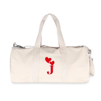 Letter j red heart - Recycled Canvas Sports Bag by Stanley/Stella - natural - Front