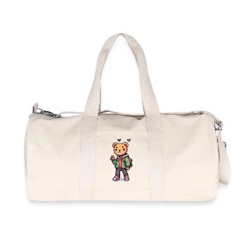 Cute teddy bear with a backpack - Recycled Canvas Sports Bag by Stanley/Stella - natural - Front