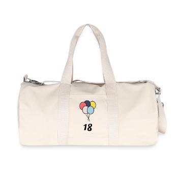 18. 18 ANS. 18e ANNIVERSAIRE. ANNIVERSAIRE 18 ANS. - Sac de sport en toile recyclée Stanley/Stella - blanc naturel - Devant