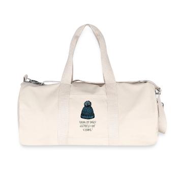 Je ne suis pas juste tricotée – pompon disant - Sac de sport en toile recyclée Stanley/Stella - blanc naturel - Devant