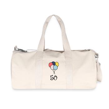 50. 50 YEARS. 50th ANNIVERSARY. 50 YEARS ANNIVERSARY. - Recycled Canvas Sports Bag by Stanley/Stella - natural - Front