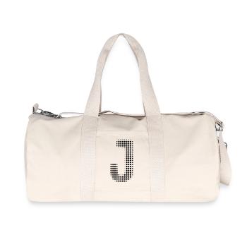 Buchstabe J – Punktmuster Initial Design - Recycelte Canvas-Sporttasche von Stanley/Stella - Naturweiß - Vorne