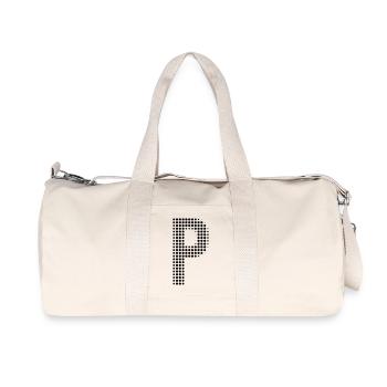 Buchstabe P – Punktmuster Initial Design - Recycelte Canvas-Sporttasche von Stanley/Stella - Naturweiß - Vorne