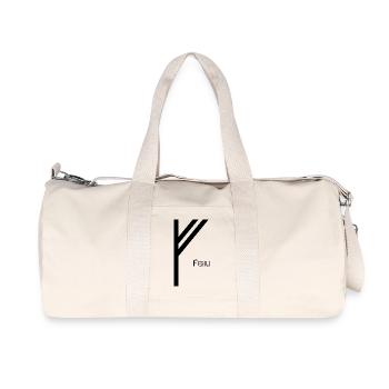 Rune Fehu avec Nom Noir – Viking Futhark - Sac de sport en toile recyclée Stanley/Stella - blanc naturel - Devant