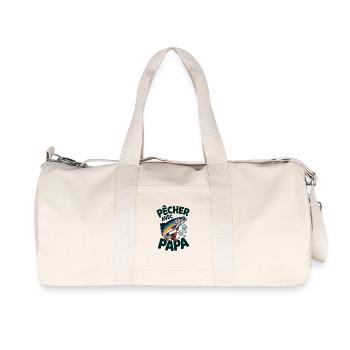 Pêcher avec papa, c'est le top. Une truite qui sau - Sac de sport en toile recyclée Stanley/Stella - blanc naturel - Devant