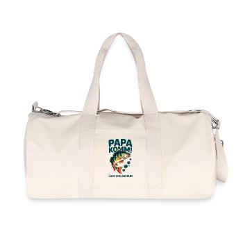 Papa komm wir gehen angeln! Angeln mit Papa - Recycelte Canvas-Sporttasche von Stanley/Stella - Naturweiß - Vorne