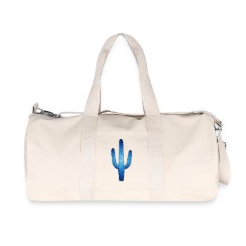 Blue Geometric Cactus - Recycled Canvas Sports Bag by Stanley/Stella - natural - Front