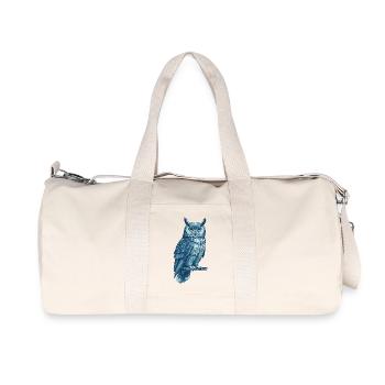 Geometric Blue Owl Design - Recycled Canvas Sports Bag by Stanley/Stella - natural - Front