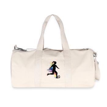 Footballer silhouette with colorful graffiti - Recycled Canvas Sports Bag by Stanley/Stella - natural - Front