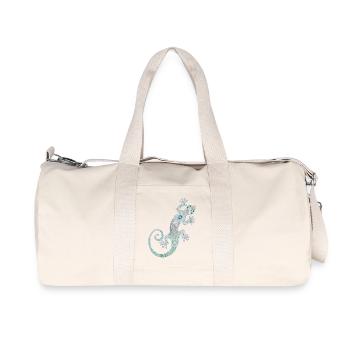 Ethno gecko d’argent et turquoise - Sac de sport en toile recyclée Stanley/Stella - blanc naturel - Devant