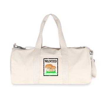 Wanted, porcini mushroom, men's mushroom, Röhrling mushroom - Recycled Canvas Sports Bag by Stanley/Stella - natural - Front