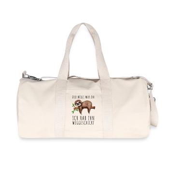 Faultier Sarkasmus Morgenmuffel Langschläfer - Recycelte Canvas-Sporttasche von Stanley/Stella - Naturweiß - Vorne