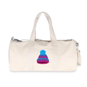 coloured beanie in knitted look with large pompom - Recycled Canvas Sports Bag by Stanley/Stella - natural - Front