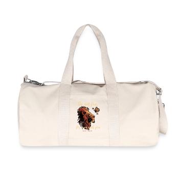 Lion Butterfly Bible Verse - Recycled Canvas Sports Bag by Stanley/Stella - natural - Front