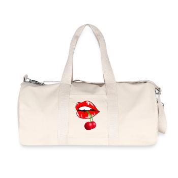 Playful cherries with lip motif - Recycled Canvas Sports Bag by Stanley/Stella - natural - Front
