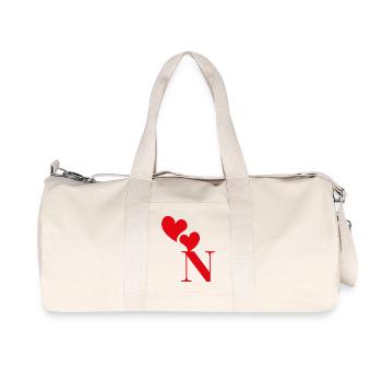Buchstabe n rotes Herz - Recycelte Canvas-Sporttasche von Stanley/Stella - Naturweiß - Vorne