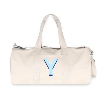 Lettre y bleu pop et moderne - Sac de sport en toile recyclée Stanley/Stella - blanc naturel - Devant
