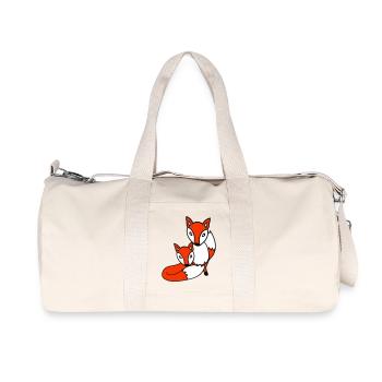 2 Amis Renards Roux Renard Deux Animaux Sauvages Équipe - Sac de sport en toile recyclée Stanley/Stella - blanc naturel - Devant