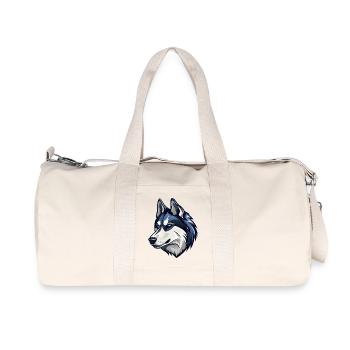 Cooler Husky mit bösem Blick - Recycelte Canvas-Sporttasche von Stanley/Stella - Naturweiß - Vorne