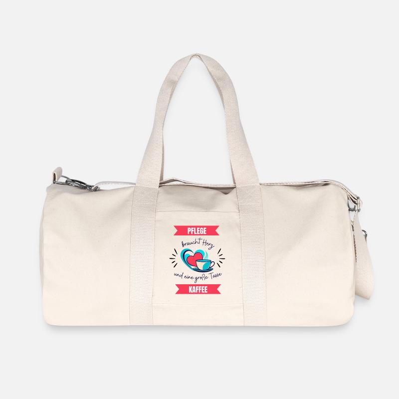 Pflege braucht Herz - Recycelte Canvas-Sporttasche von Stanley/Stella - Naturweiß