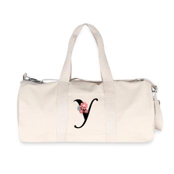 Letter and Minimalist Flowers - Recycled Canvas Sports Bag by Stanley/Stella - natural - Front