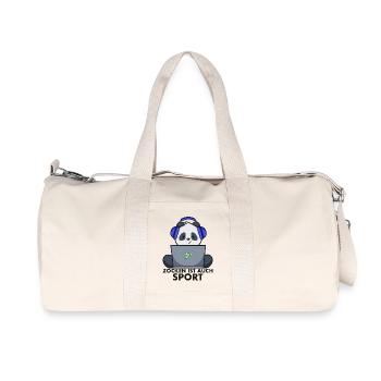 Nerd Shirt - Gamer Panda zocken ist auch Sport - Recycelte Canvas-Sporttasche von Stanley/Stella - Naturweiß - Vorne