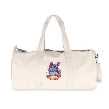 Nashorn Comic Cool - Recycelte Canvas-Sporttasche von Stanley/Stella - Naturweiß - Vorne