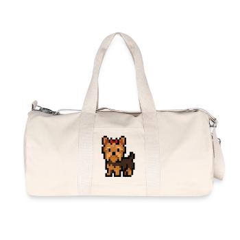 Pixel Art Yorkshire Terrier Hund mit roter Schleife - Recycelte Canvas-Sporttasche von Stanley/Stella - Naturweiß - Vorne