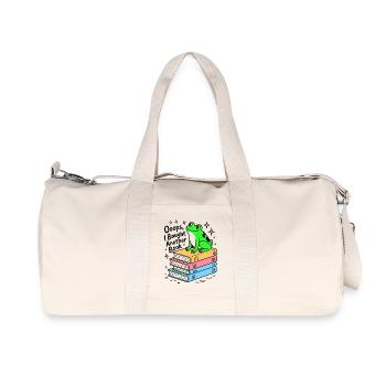 Reading Frog on Books - Literature Saying - Recycled Canvas Sports Bag by Stanley/Stella - natural - Front