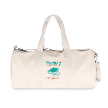 Das günstigste Ticket überall zu lesen - Recycelte Canvas-Sporttasche von Stanley/Stella - Naturweiß - Vorne