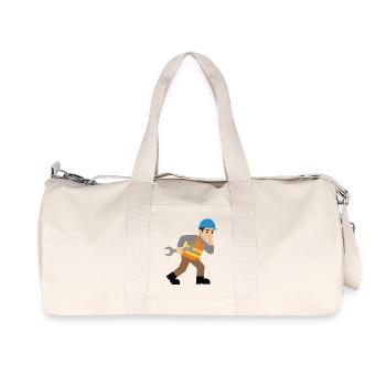 Baustellenheld mit Schraubenschlüssel - Recycelte Canvas-Sporttasche von Stanley/Stella - Naturweiß - Vorne