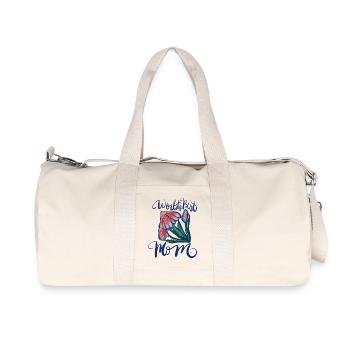 World's Best Mom Floral Watercolor - Recycled Canvas Sports Bag by Stanley/Stella - natural - Front