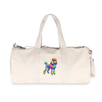 Buntes Pudelhunde-Regenbogen-Pop-Art-Aquarell - Recycelte Canvas-Sporttasche von Stanley/Stella - Naturweiß - Vorne