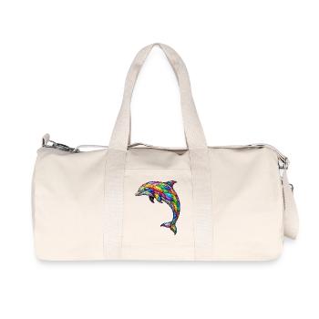 Bunter Mosaik-Delfin Abstraktes Ocean Art Design - Recycelte Canvas-Sporttasche von Stanley/Stella - Naturweiß - Vorne