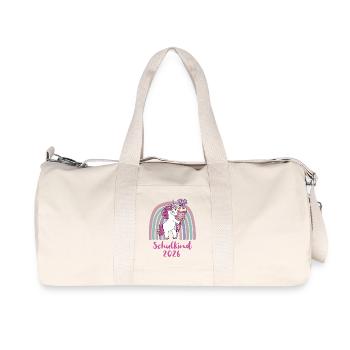 Écolier 2026 Licorne avec corne de sucre - Sac de sport en toile recyclée Stanley/Stella - blanc naturel - Devant