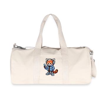 Red Panda with Headphones 90s - Recycled Canvas Sports Bag by Stanley/Stella - natural - Front