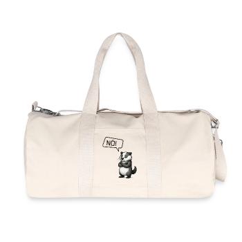 Dachs sagt NÖ! – Sturheit im Retro-Stil - Recycelte Canvas-Sporttasche von Stanley/Stella - Naturweiß - Vorne