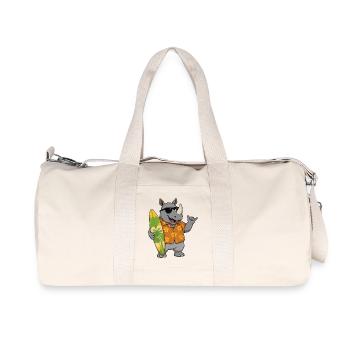 Surfer-Rhino im Hawaii-Hemd - Recycelte Canvas-Sporttasche von Stanley/Stella - Naturweiß - Vorne