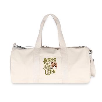 Les chevaux écoutent - Sac de sport en toile recyclée Stanley/Stella - blanc naturel - Devant