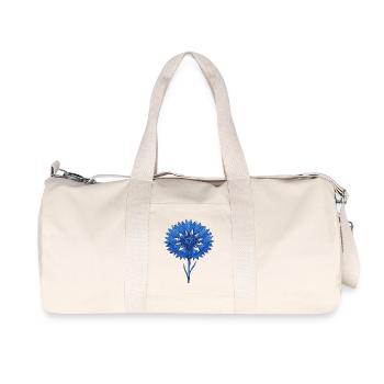 Blaue Blume - Recycelte Canvas-Sporttasche von Stanley/Stella - Naturweiß - Vorne
