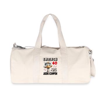 Endlich 40: Strauß Vogel Geburtstag Birthday - Recycelte Canvas-Sporttasche von Stanley/Stella - Naturweiß - Vorne